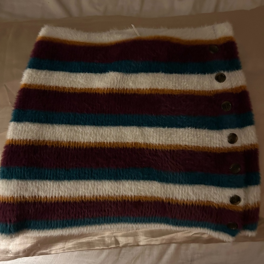 FP Movement by Free People Striped Mini Skirt - Cream, Purple, Teal, Gold